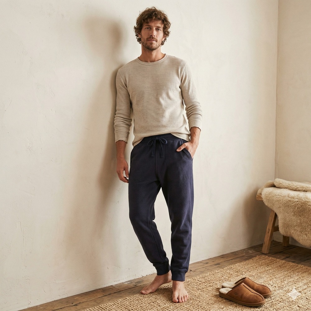 UGG‎ Hank Joggers Mens Medium Navy Blue Fleece Lined Plush Cozy Pants Sweatpants